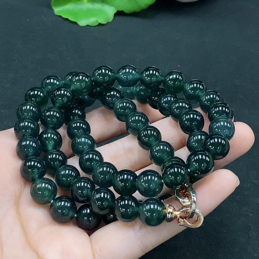 Jadeite Bead Necklace . 9.5mm . Non--Inlaid | Huiliu Certified