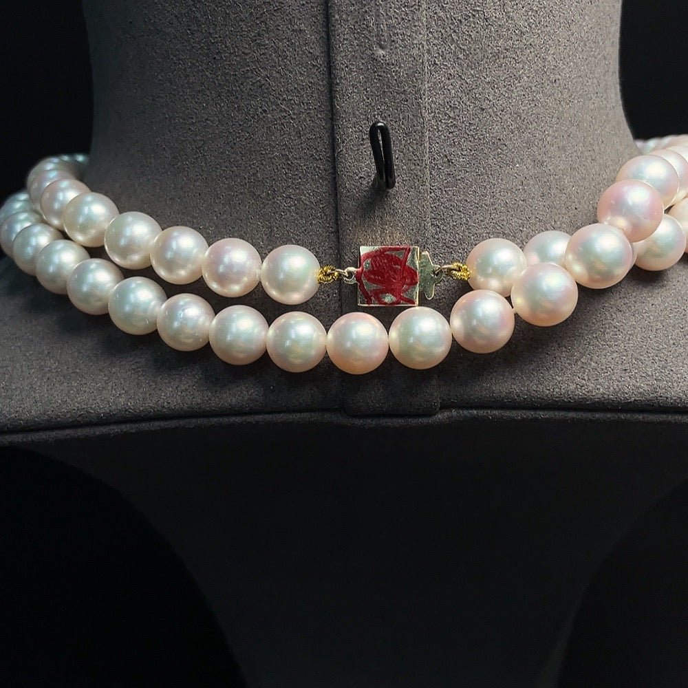 Seawater Pearl Strand, No Hallmark, Tested Gold Content Marked in Red 9K Gold, Other Parts Non-Gold, Approx. 8.5mm, Total Weight Approx. 89.46g