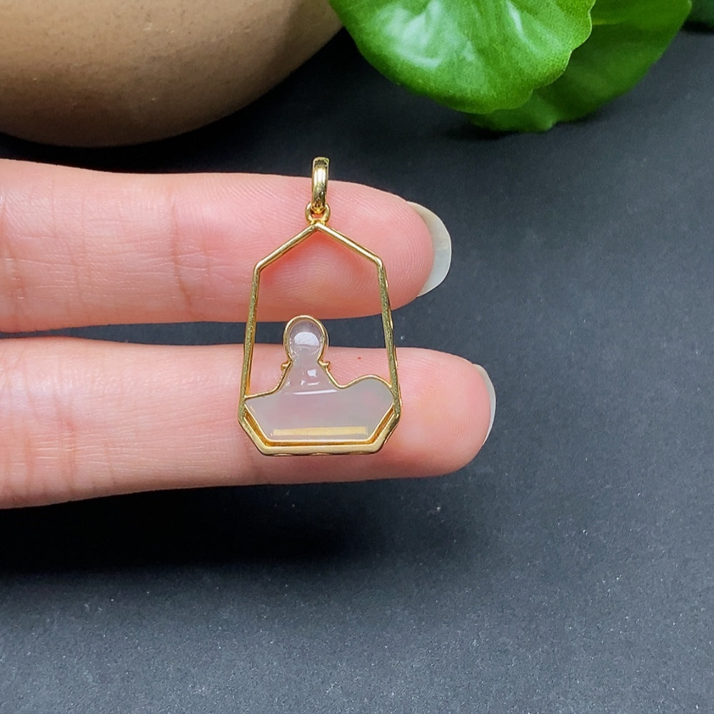 Jadeite Inlaid Pendant Formless Buddha 18k