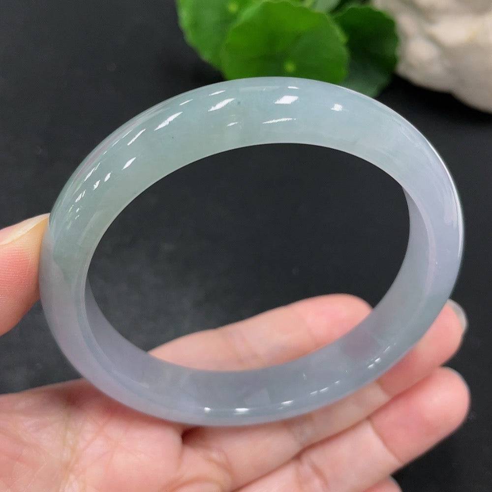 HUILIU HQ jadeite round bracelet, size 60, with a total weight of 54.2g, featuring smooth green jade beads.