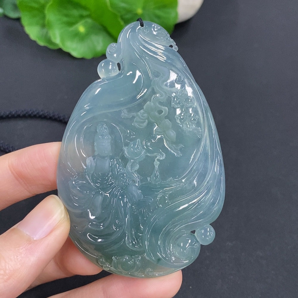 Jadeite Guanyin Pendant Total Weight Approx. 58.5g (including rope weight) with non-jadeite beads