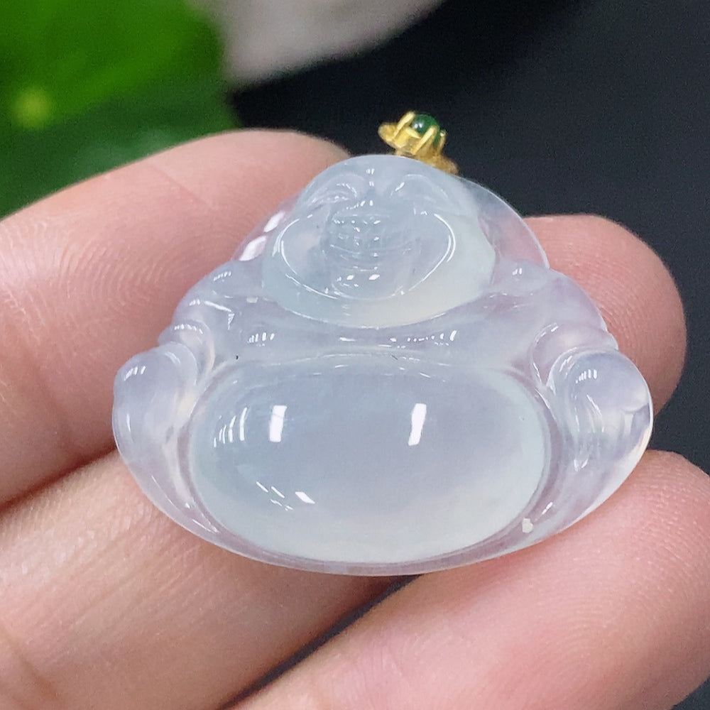 Jadeite Pendant Buddha in 18K Gold with Non-Diamond, Total Weight Approx. 5.2g