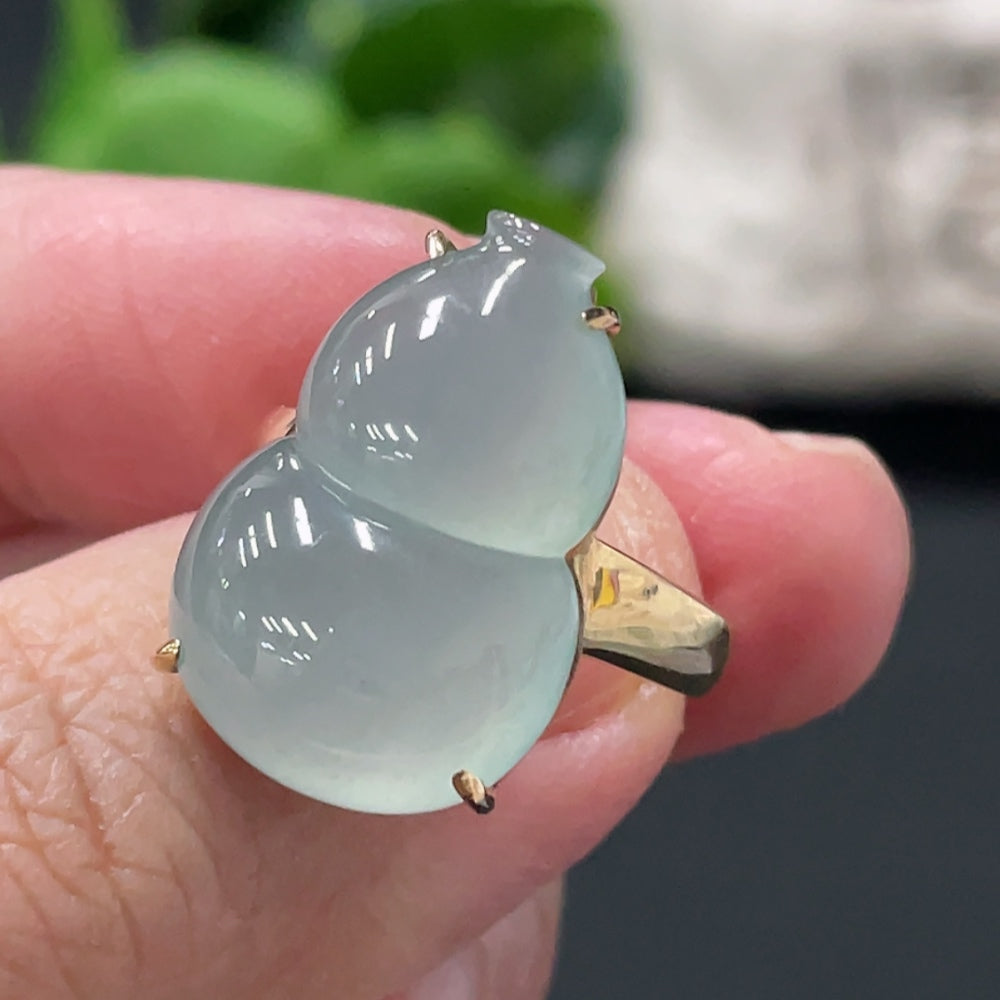 Jadeite Gourd Inlaid Ring Setting . | Huiliu Certified