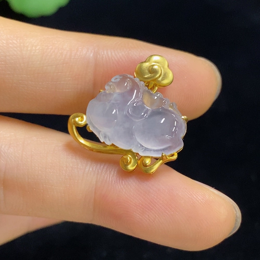 Jadeite Inlaid Pendant 18k Total Weight Approx. 3.21g