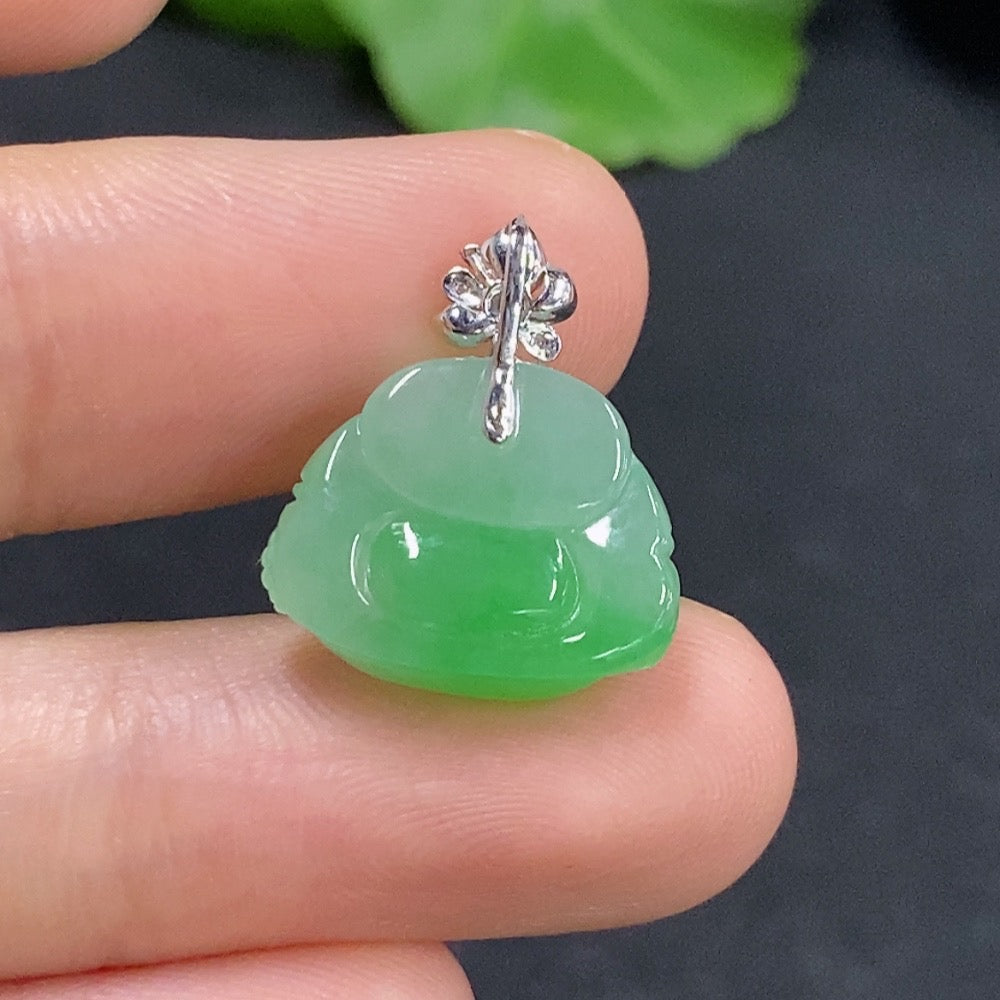 Jadeite Buddha Pendant with 18k Diamond Accents
