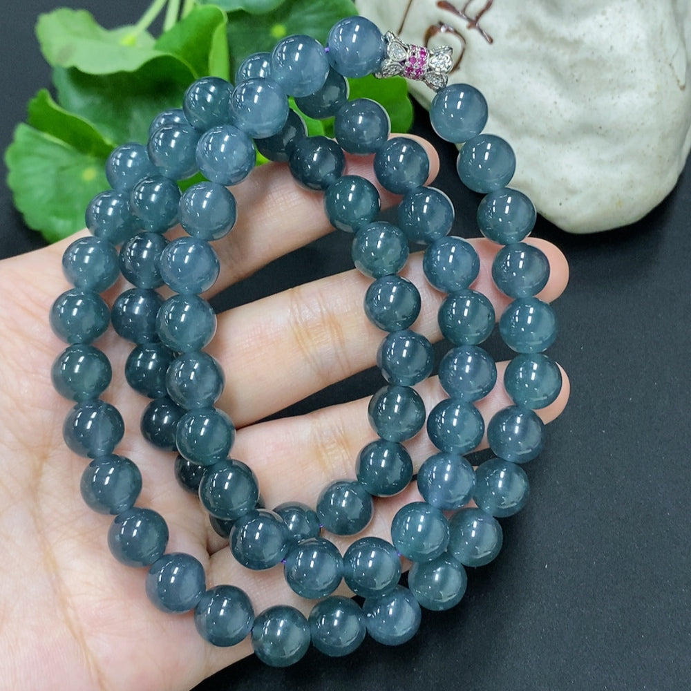 Jadeite Bead Necklace Non-Gold Size About 9.5mm