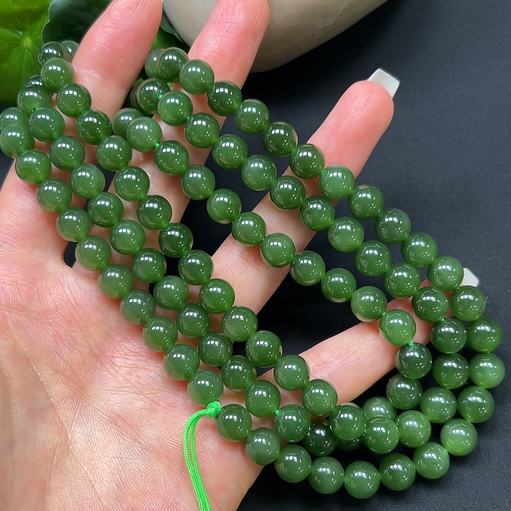 Hetian Jade Jasper Bracelet 8mm Approx. 87.27g with String