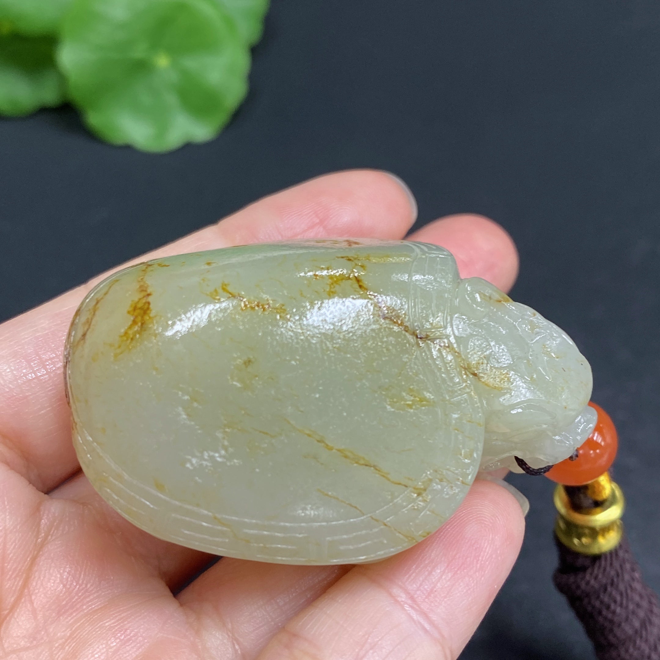 Hetian Jade Pendant Dragon Turtle
