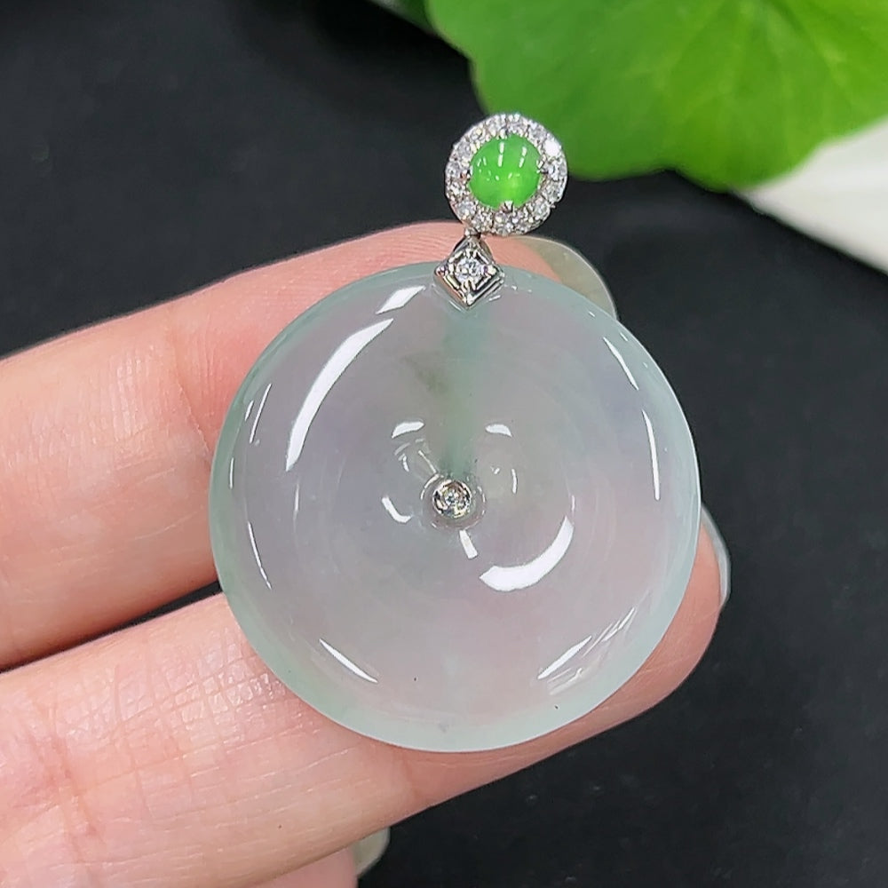 Jadeite Safety Buckle Pendant 18K Gold Total Weight Approx. 8.1g (With Diamond Accents)