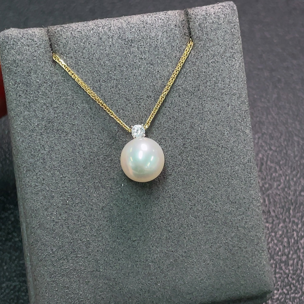 18K Saltwater Pearl Necklace Non-Diamond Total Weight Approx. 3.71g Size About 9.9mm