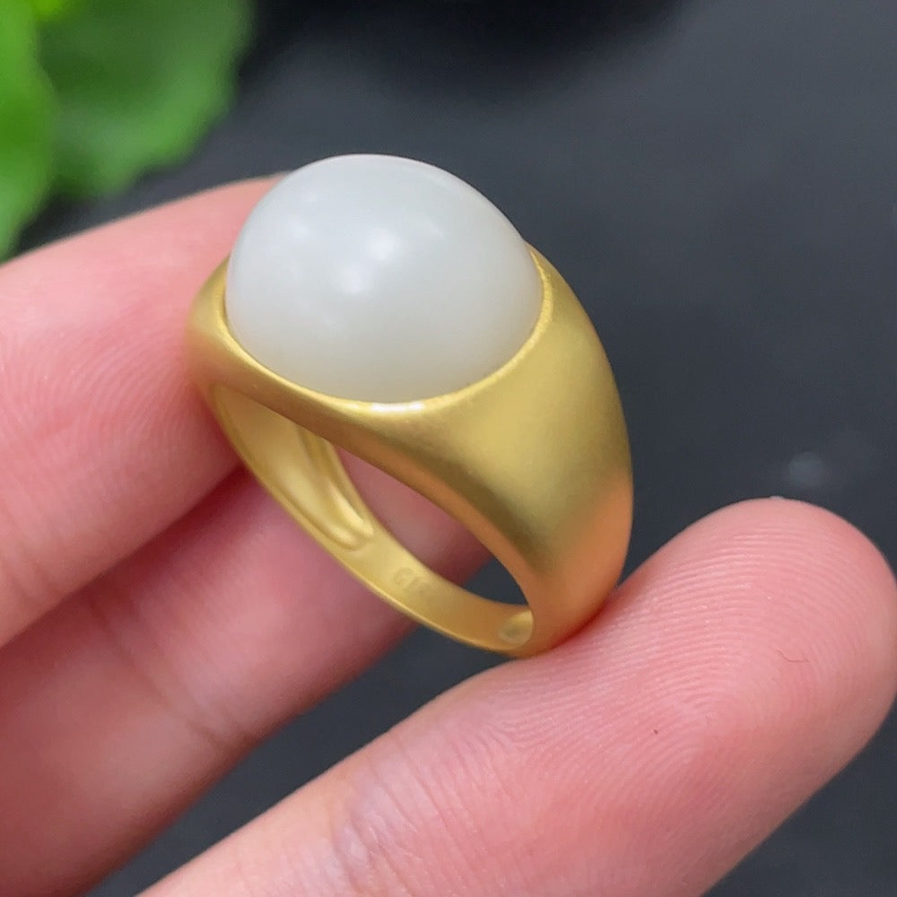 Hetian Jade Inlaid Ring . | Huiliu Certified