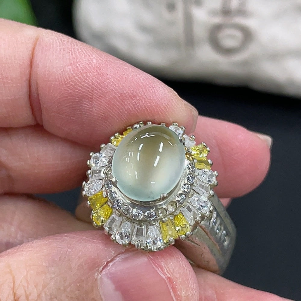 Jadeite Cabochon Non-Gold Inlaid Total Weight Approx. 23.1g