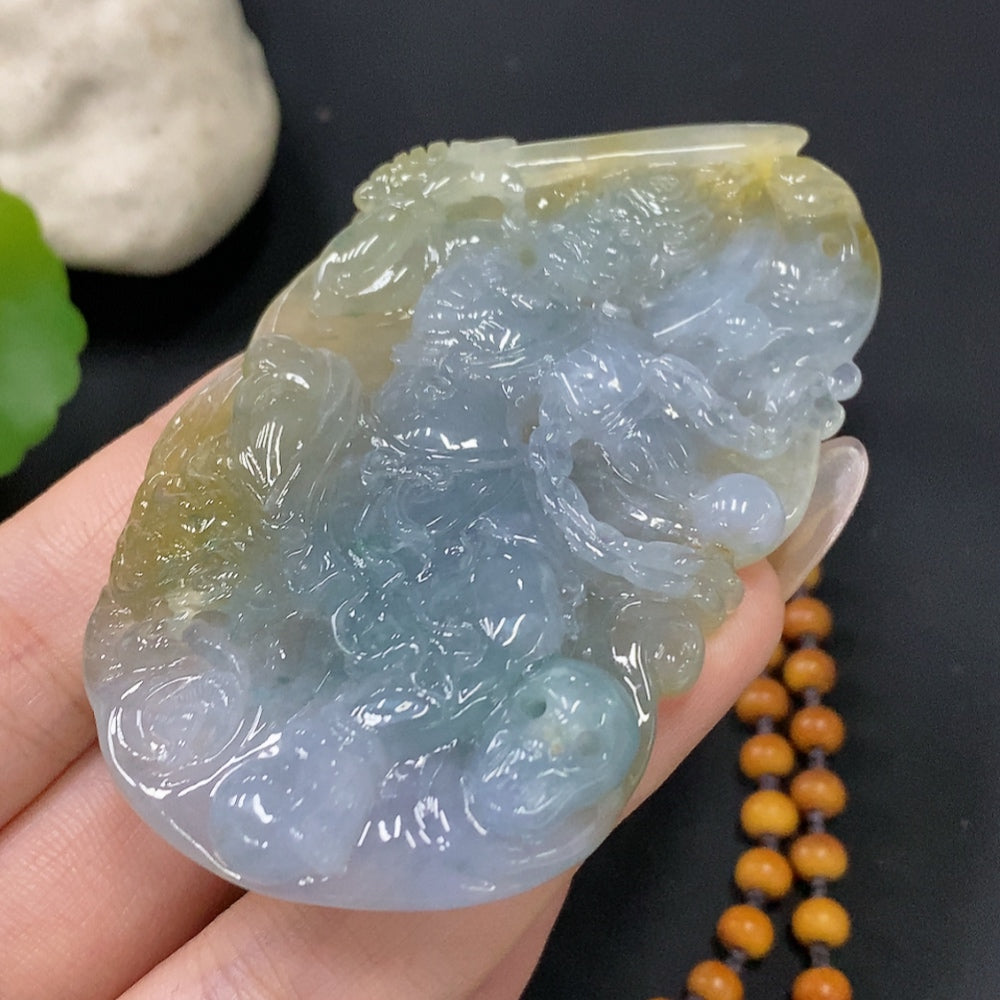 Jadeite Fudō Myōō Pendant
