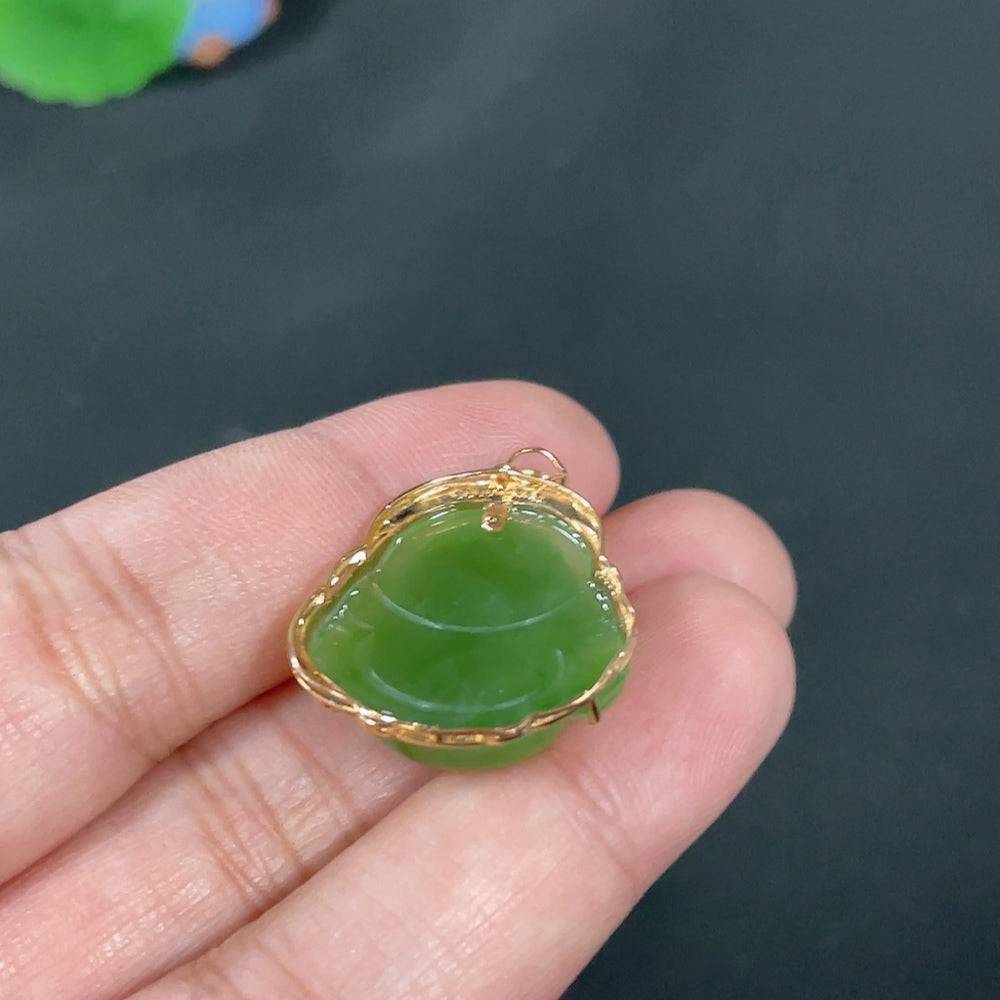 Huiliu Jade Hetian Jade Jasper Inlaid Pendant Buddha with diamond accents, detailed craftsmanship, and certified quality.
