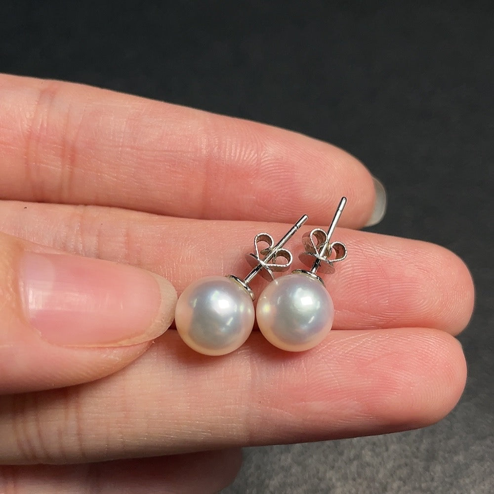 18K seawater pearl earrings Total weight about 2.70g Size about 8.5mm