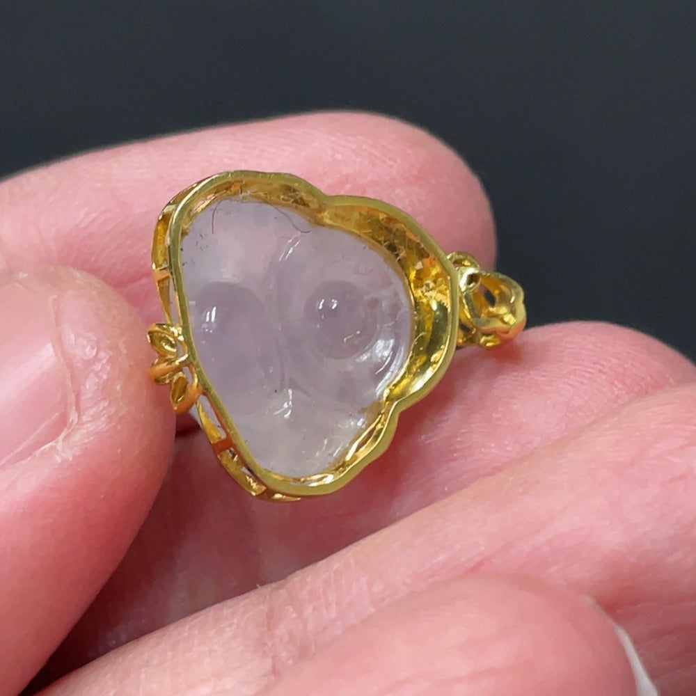 JadeiteBuddha Pendant with 18K Gold Setting, Total Weight Approx. 1.78g