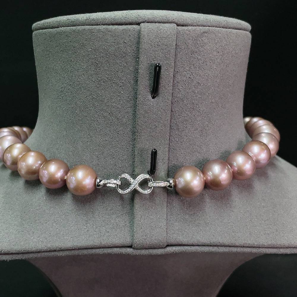 HUILIU HQ pearl necklace with non-gold pearls, 12-12.8mm size, total weight approx. 92.2g, featuring lustrous white pearls.