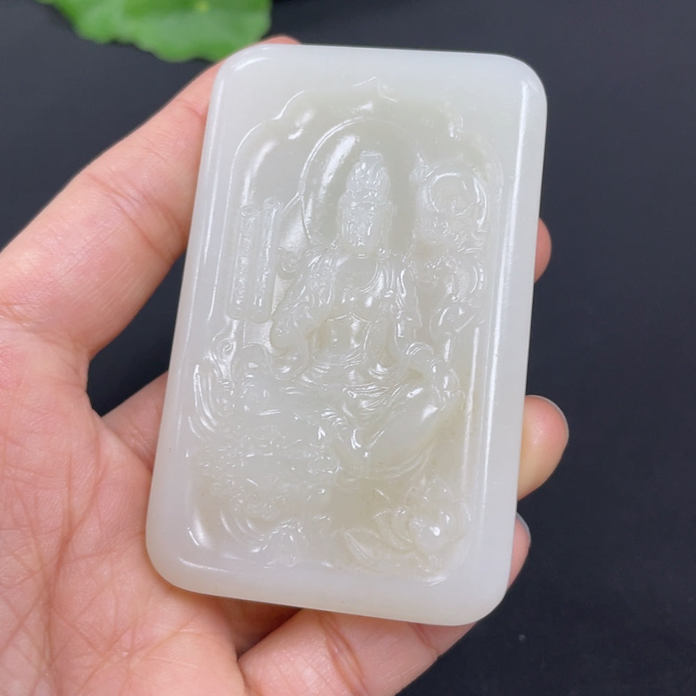 Hetian Jade Pendant Manjushri Bodhisattva Total weight about 70.6g