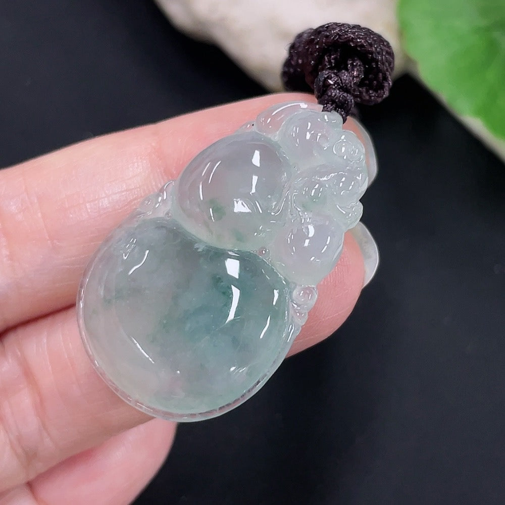 Jadeite Fu Shou Pendant Total Weight Approx. 9g (Including Rope Weight)