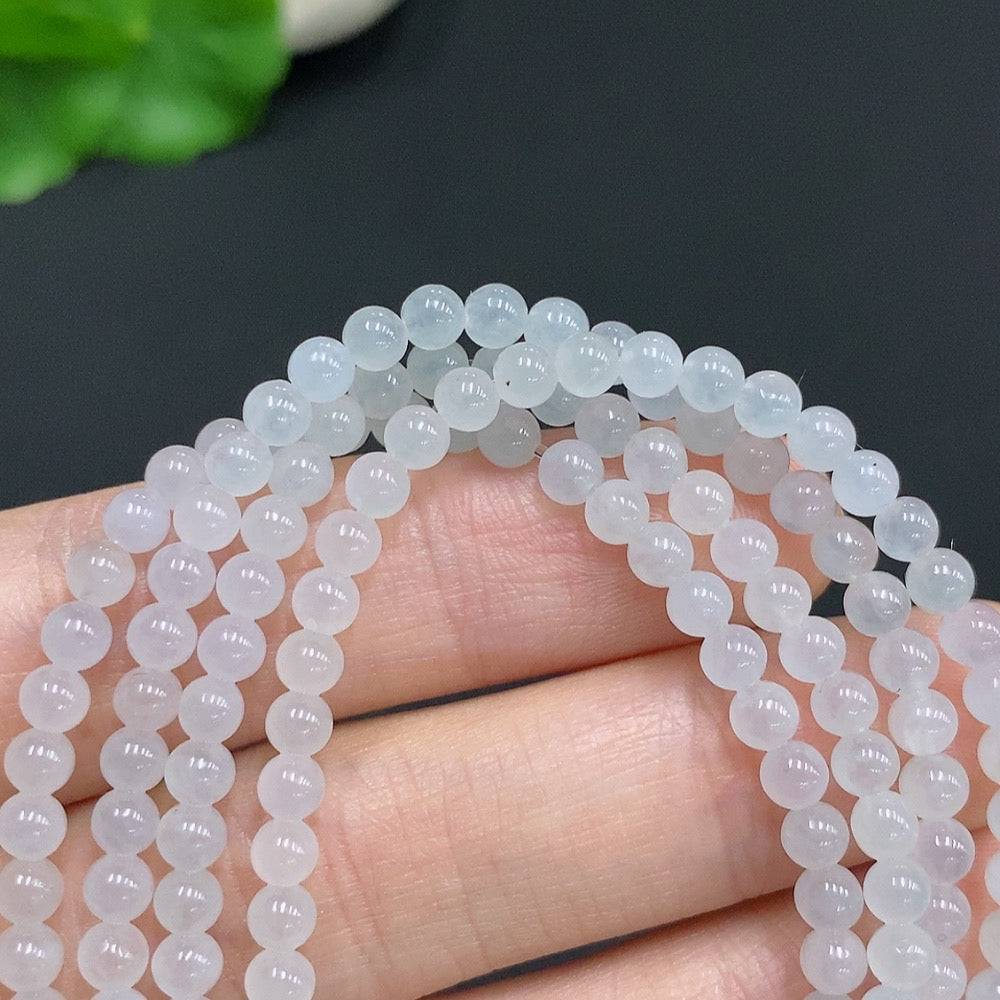 Jadeite bead necklace with non-gold inlay, 3.7mm beads, total weight 17.4g, featuring green jade beads from HUILIU HQ.