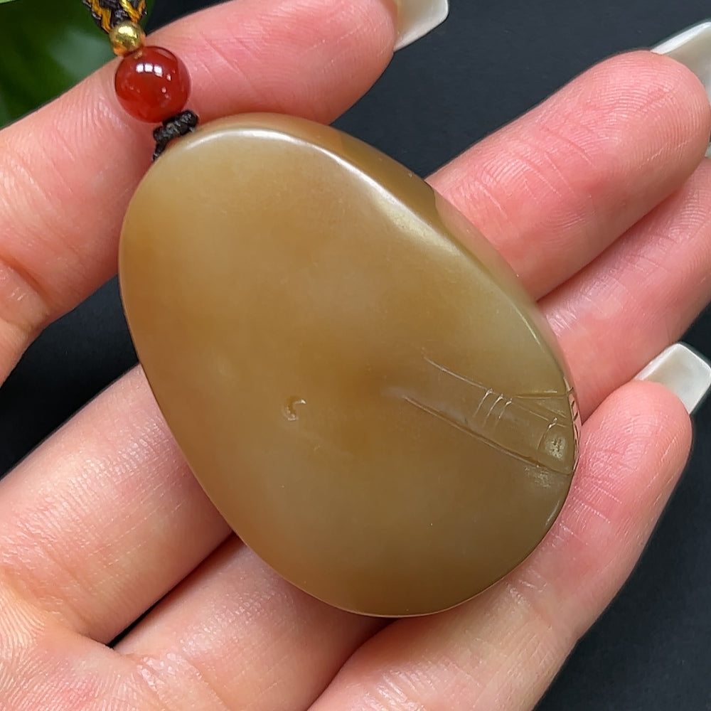 Hetian Jade Guanyin Pendant, Including Rope