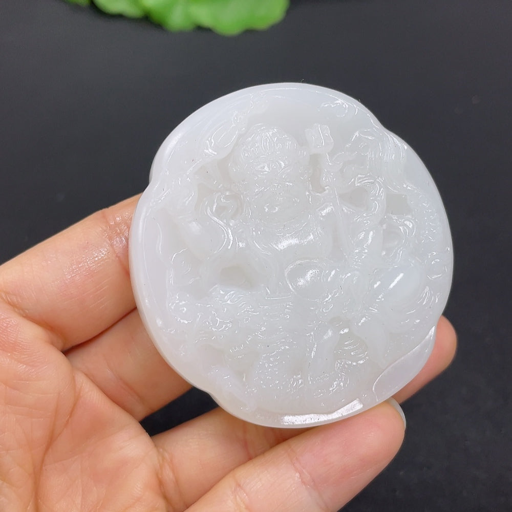 Hetian Jade Pendant - Fudō Myōō, Total Weight Approx. 64g