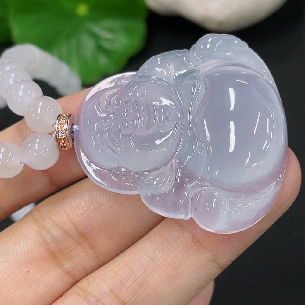 Jadeite Buddha Pendant with Chain, Total Weight Approx. 54.7g, Non-Grade A Chain, Non-Gold Accessory
