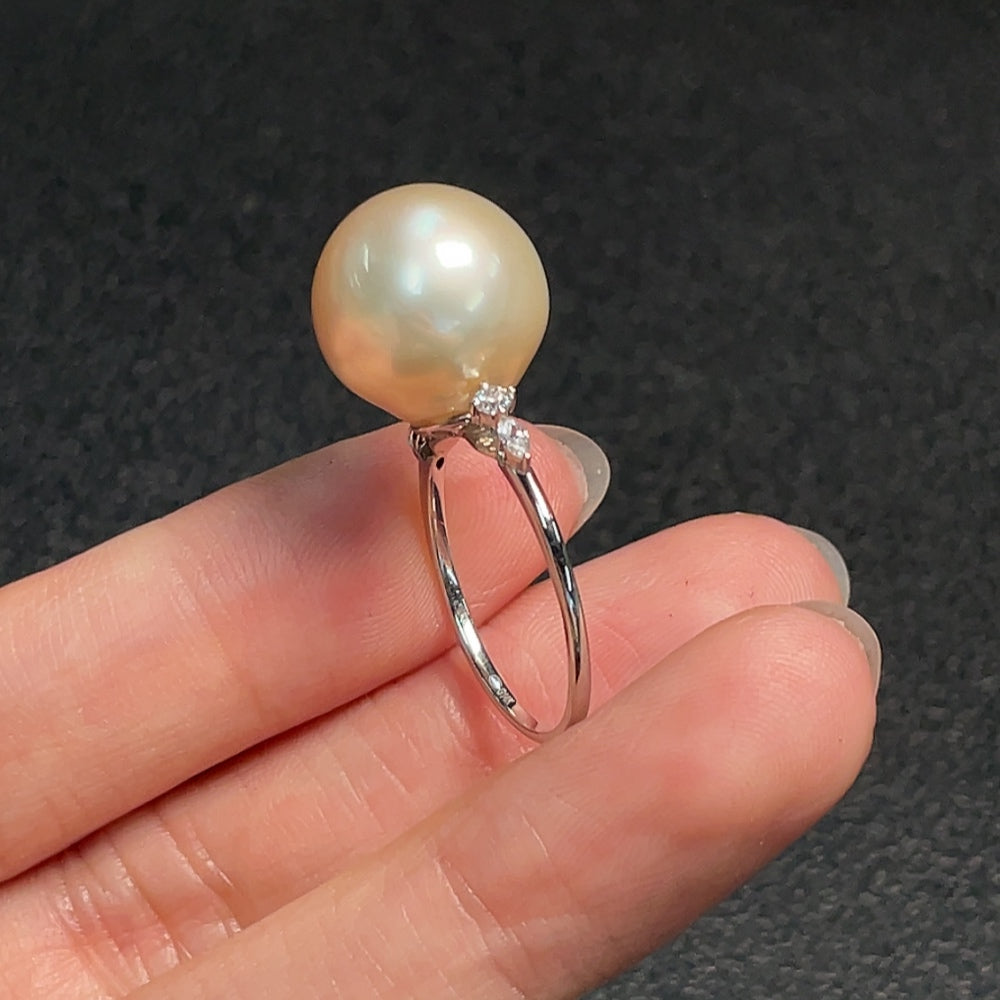 Seawater Pearl Ring Non-Diamond 58% Gold Total Weight Approx. 4.57g Size 16 Stone 13.2mm