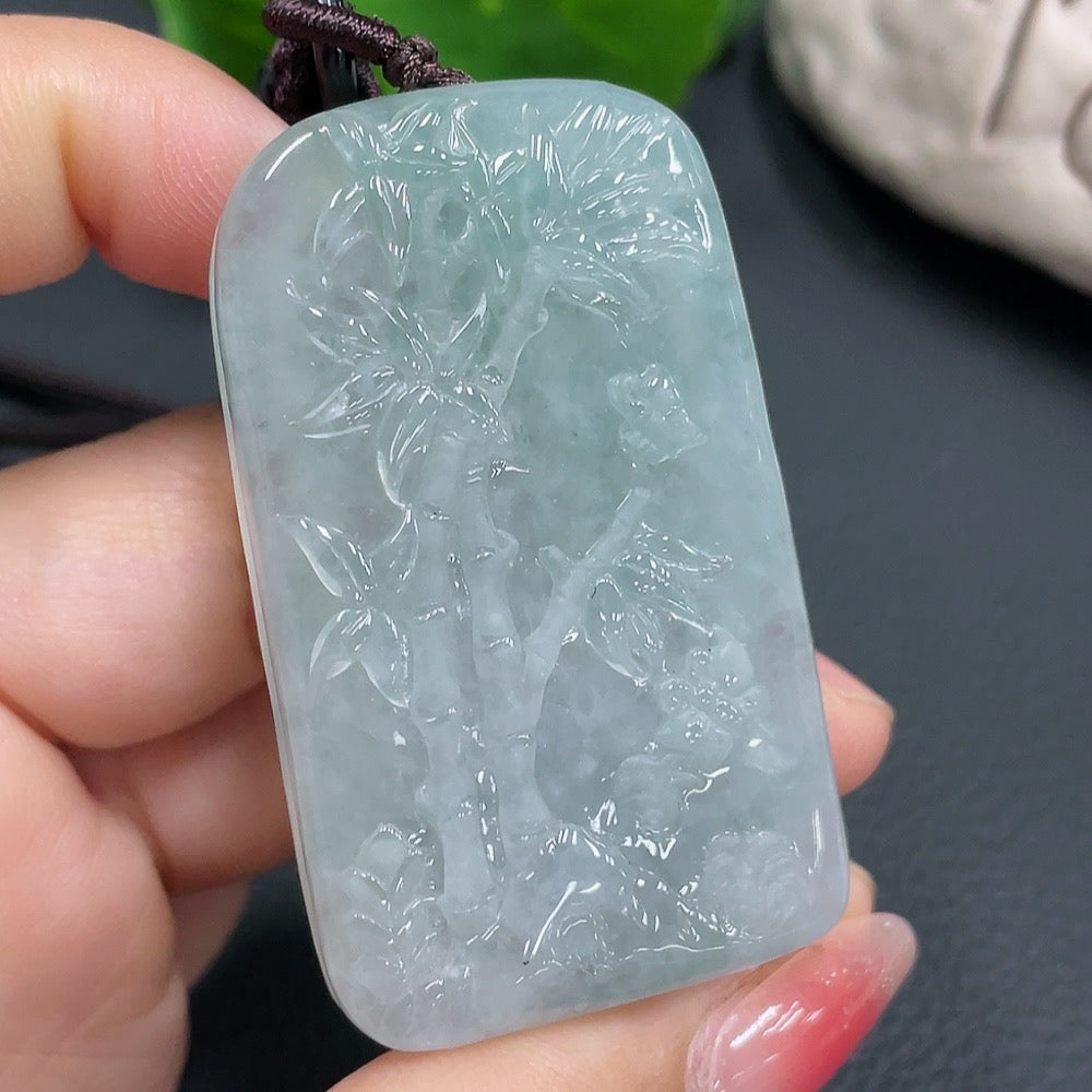 Jadeite Pendant Bamboo Joint, Non-Grade A Matching Stones, Total Weight 47.437g