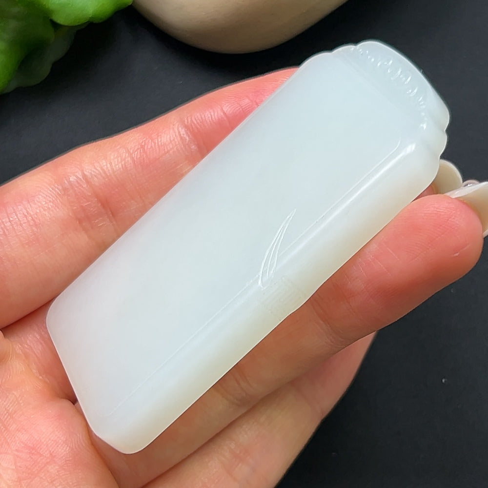 HKHQ Hetian Jade plain pendant necklace with a 51.82g jade pendant, showcasing smooth, polished surface and elegant design.