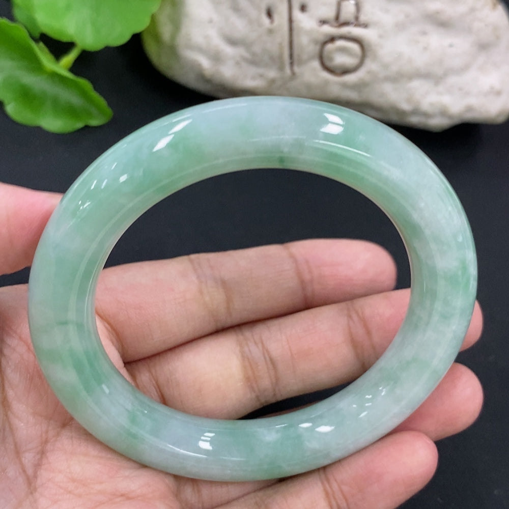 Jadeite Round Bangle, Total Weight Approx. 71g, Size 55.8