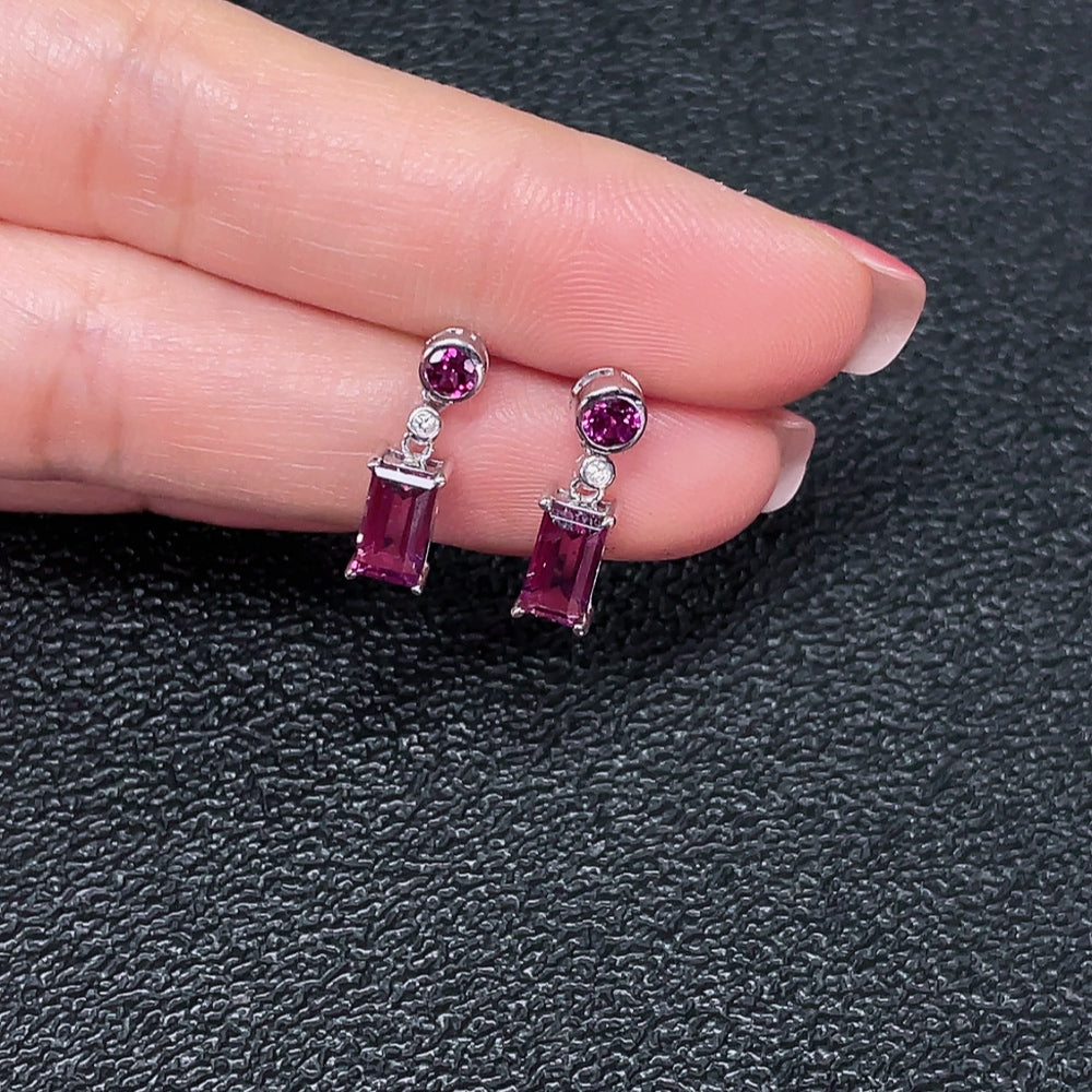 Garnet earrings, no imprint, tested content, non-diamond, total product weight approximately 2.24 grams | Huiliu Certified