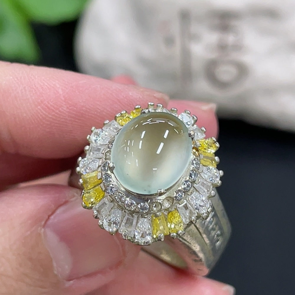 Jadeite Cabochon Non-Gold Inlaid Total Weight Approx. 23.1g