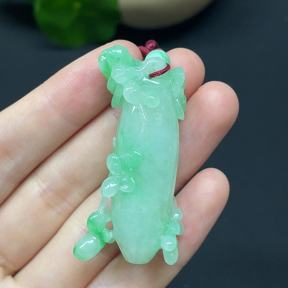 Jadeite Blossom of Wealth and Honor Pendant with Cord Total Weight Approx. 21.41g