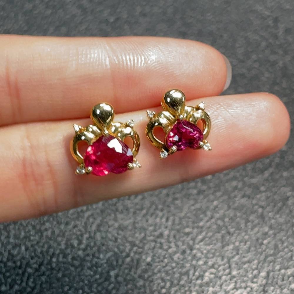 Huiliu certified tourmaline gemstone earrings, non-diamond, featuring vibrant colorful stones, total weight approx. 3.46 grams.