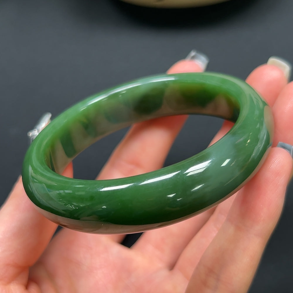 Hetian Jade Round Bracelet Size 56.1mm Total Weight Approx. 61.4g
