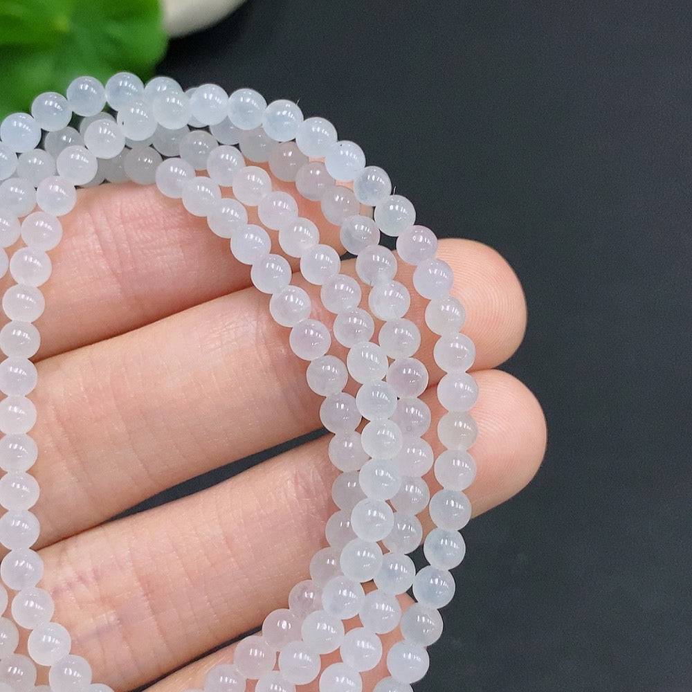 Jadeite bead necklace by HUILIU HQ featuring 3.7mm jade beads, non-gold inlaid, total weight approximately 17.4g.