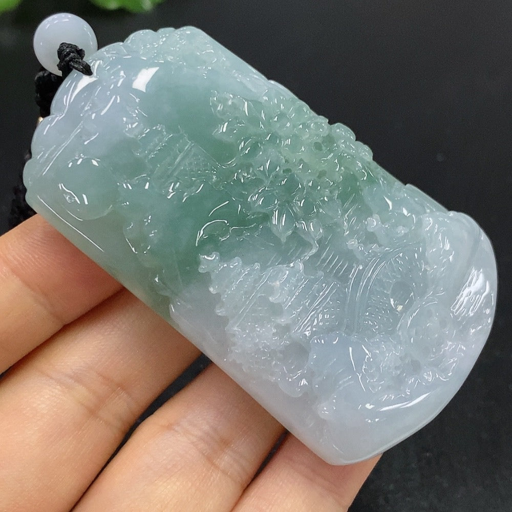 Jadeite landscape pendant | Huiliu Certified