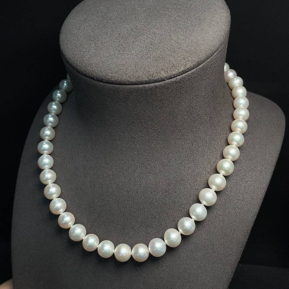 HUILIU HQ pearl necklace with gold-plated finish, 10mm pearl stones, total weight 56.59g, elegant jewelry piece.