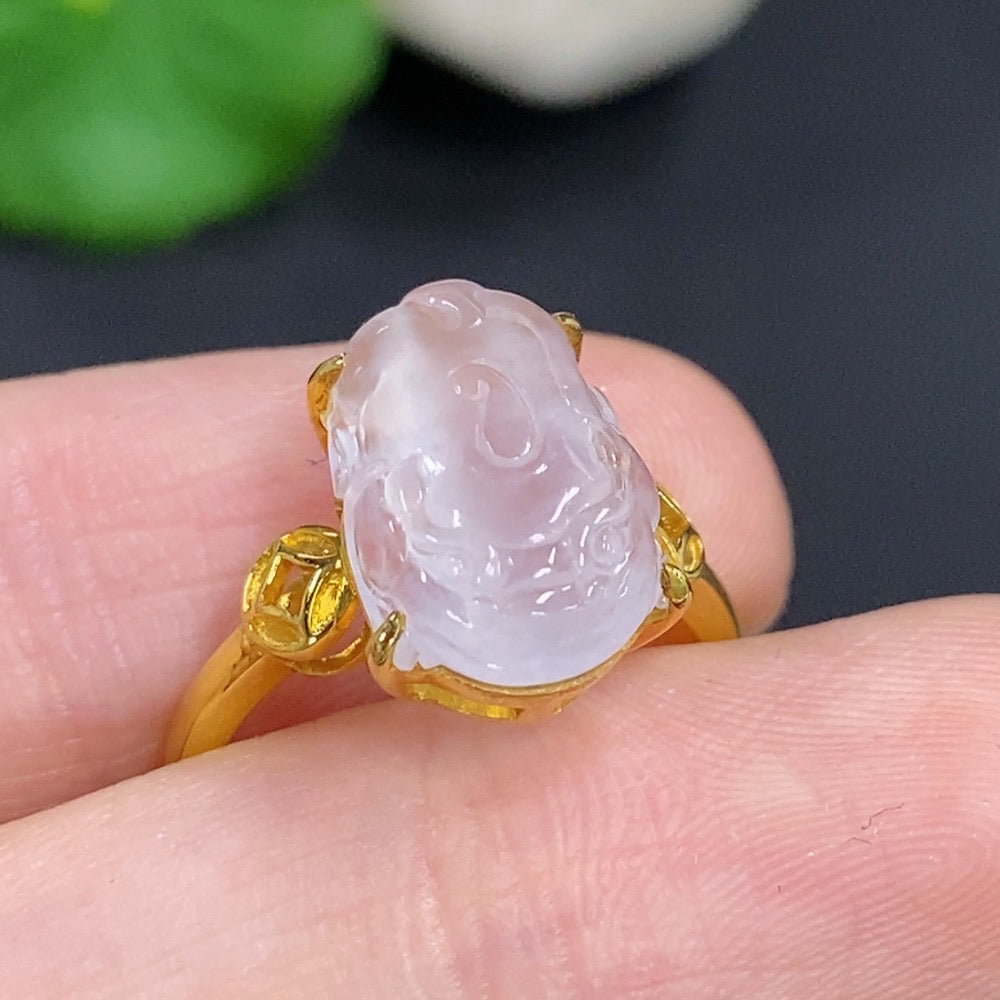 Jadeite Inlaid Ring 18K Gold