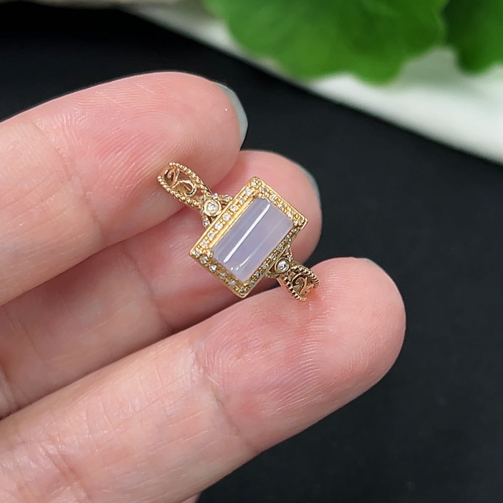 Jadeite Inlaid Ring in 18K Gold (With Diamond Accents)