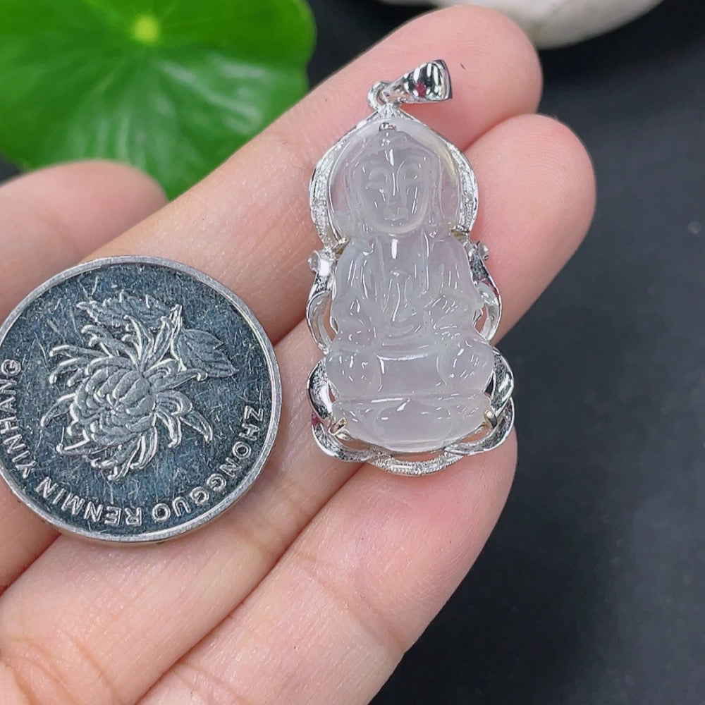 Jadeite Inlaid Guanyin Pendant 18k Non-Diamond (Too Small to Confirm) Total Weight Approx. 4.23g