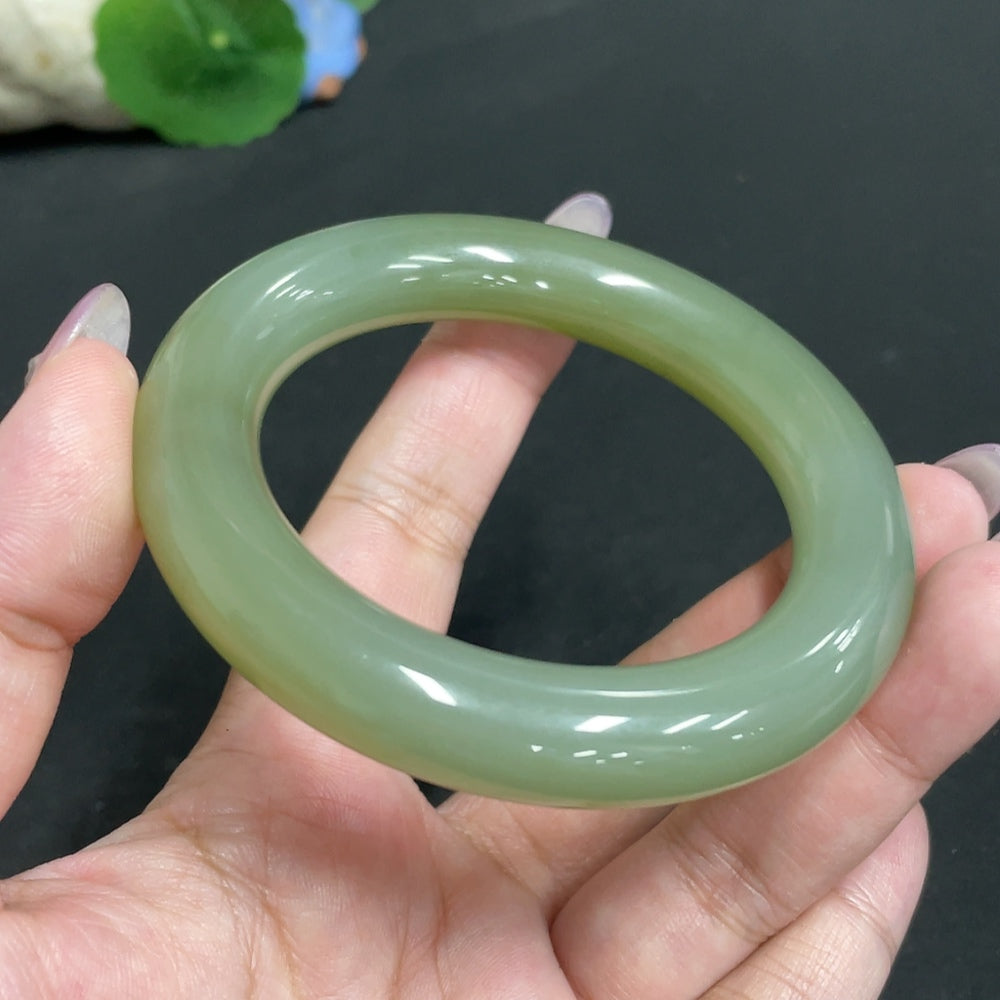 Hetian Jade Round Bangle Size 56.4 Total Weight Approx. 76.7g