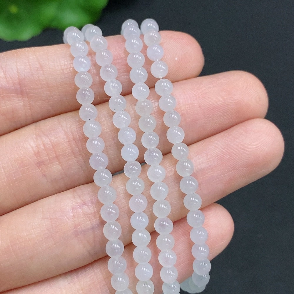 Jadeite Bead Necklace Non-Gold Inlaid Total Weight Approx. 17.4g Size About 3.7mm