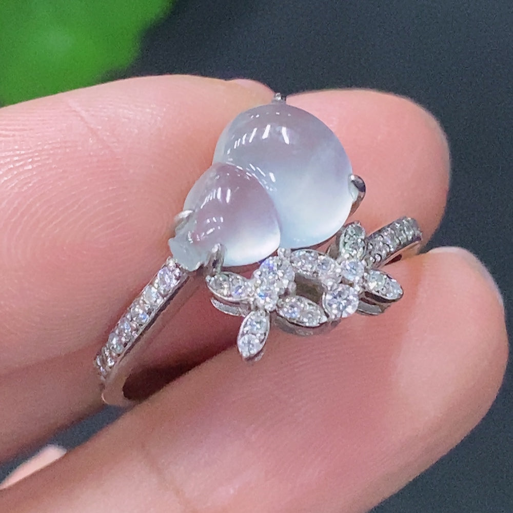 Jadeite Inlaid Ring Non-Gold Adjustable Total Weight Approx. 2.76g