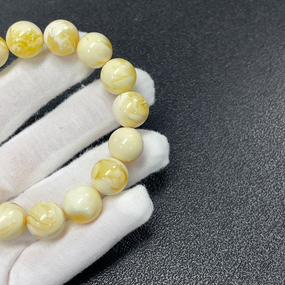 Amber Beeswax Bracelet, ., Size About 12.3mm | Huiliu Certified