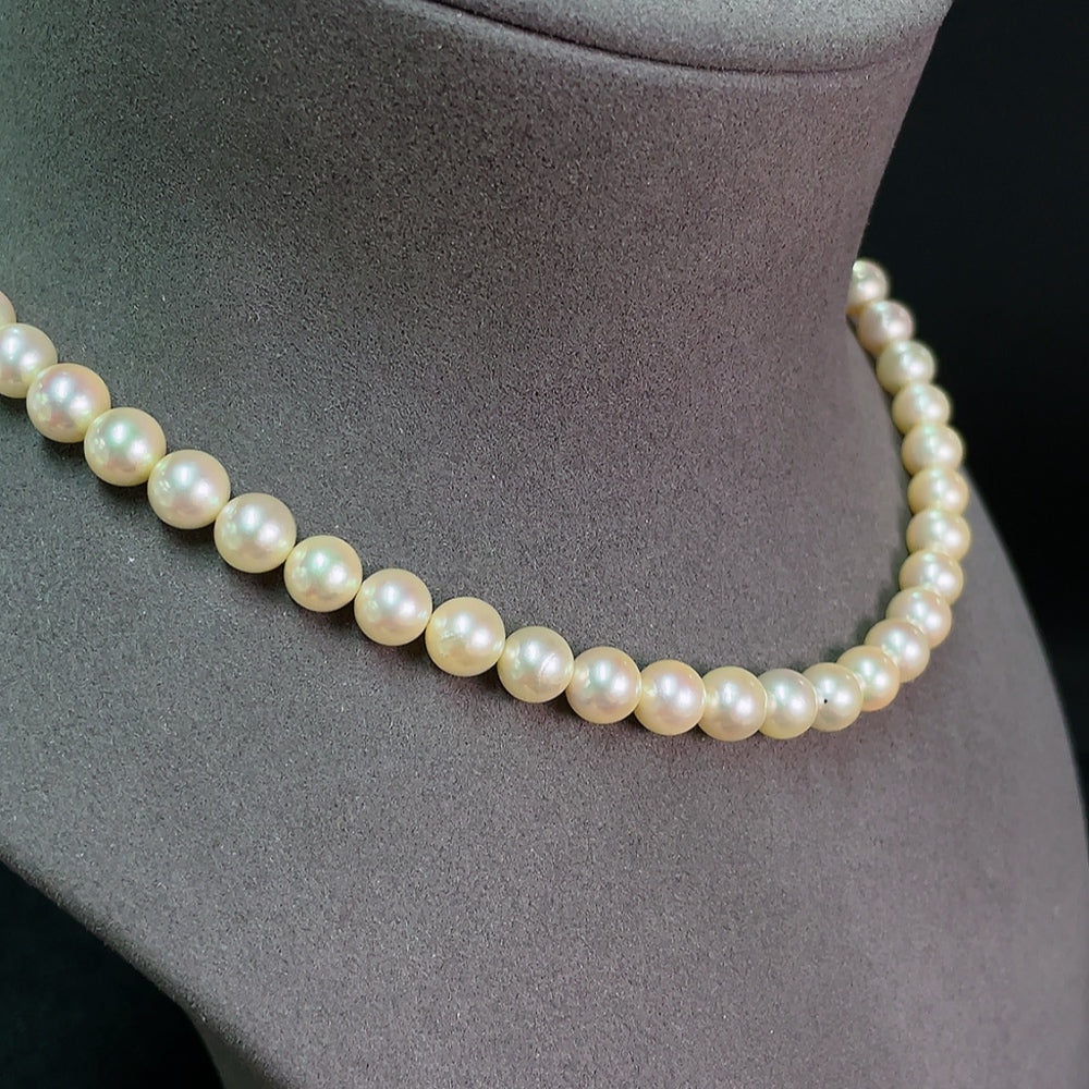 Seawater pearl bead necklace, non-, color origin undetermined, approximately, size about 7.5mm | Huiliu Certified