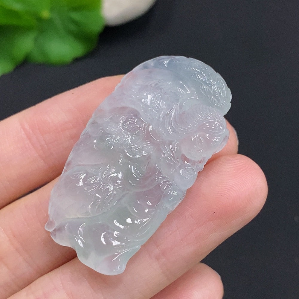 Jadeite angel pendant weighing approximately 13g, crafted from green jade, with detailed angel design and smooth polished surface.