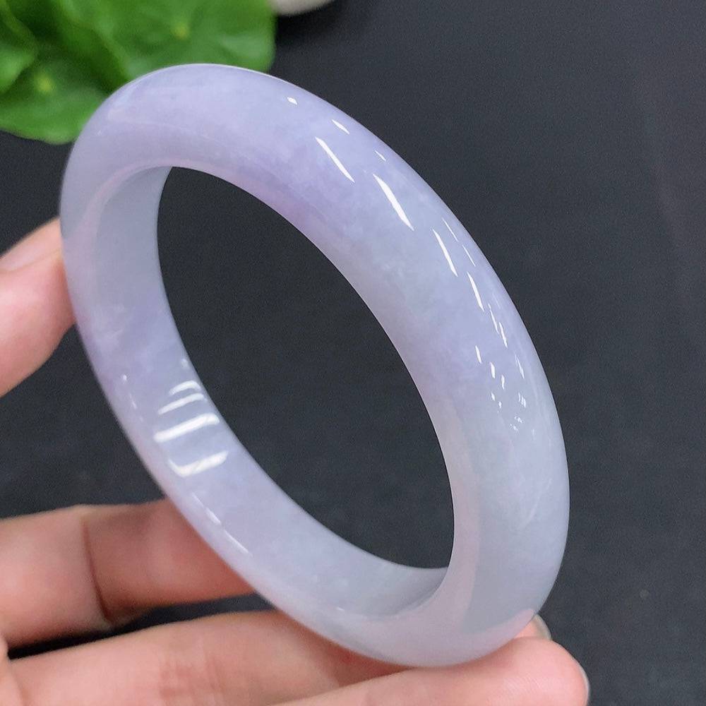 HUILIU HQ jadeite round bracelet weighing 61.5g with size 58, featuring smooth polished jade beads.