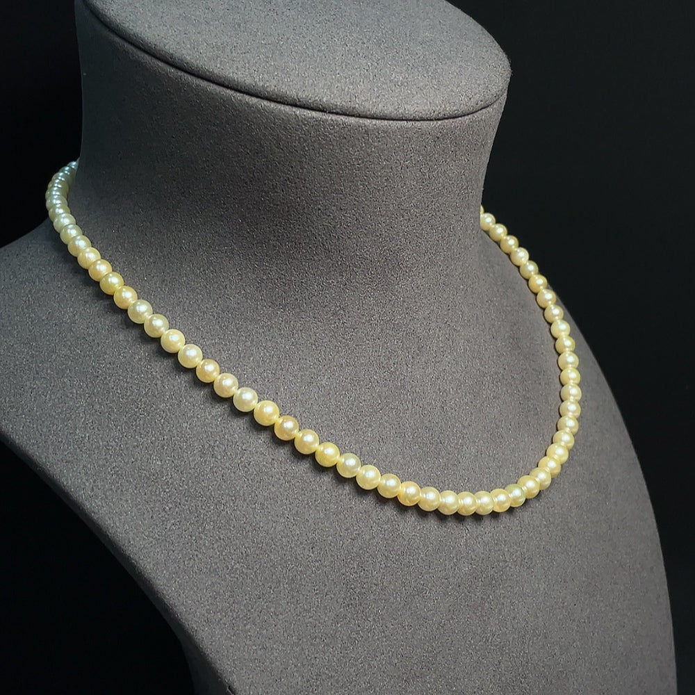 HUILIU HQ seawater pearl necklace with undetermined origin, 5.3mm pearls, total weight 16.97g, non-gold color, natural luster